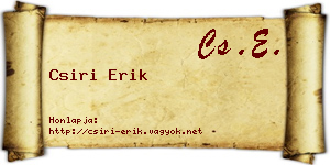 Csiri Erik névjegykártya